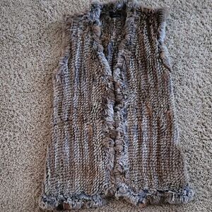 Love Token Faux Fur Vest in Brown and Gray Tones